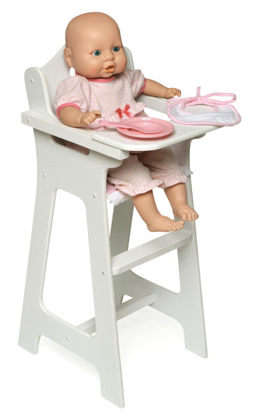 Doll High Chair with Accessories and Free Personalization Kit - White/Pink/Gingham