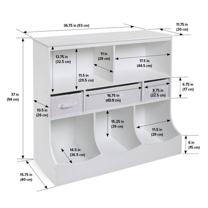 Combo Bin Storage Unit with Three Baskets - White