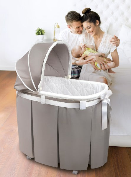 Wishes Oval Bassinet - Full Length Skirt - Gray Bedding