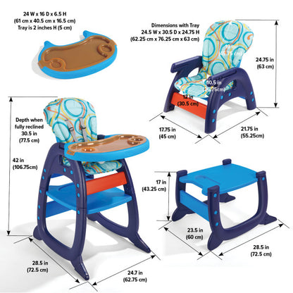 Envee II Baby High Chair with Playtable Conversion - Blue/Orange