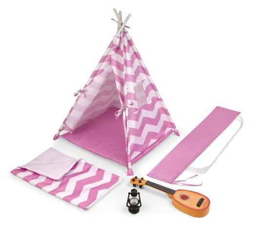 Camping Adventures Doll Tent Set with Accessories - Lavender/White