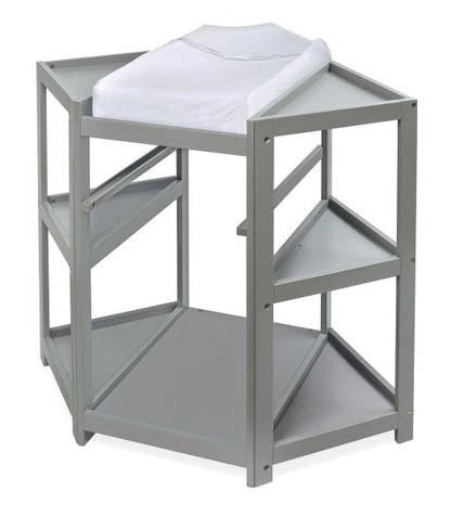 Diaper Corner Baby Changing Table with Hamper and Basket - Gray