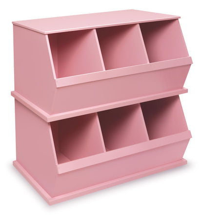 Three Bin Stackable Storage Cubby - Pink