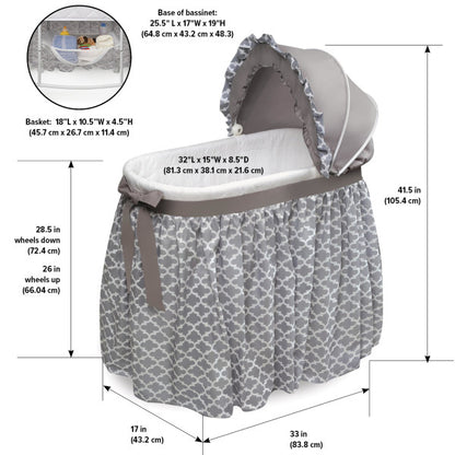 Wishes Oval Bassinet - Full Length Skirt - Gray/Lantern