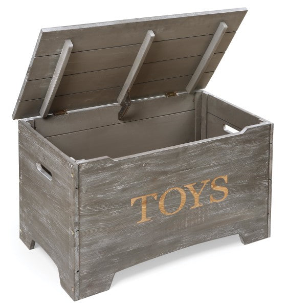 Solid Wood Rustic Toy Box - Vintage Gray