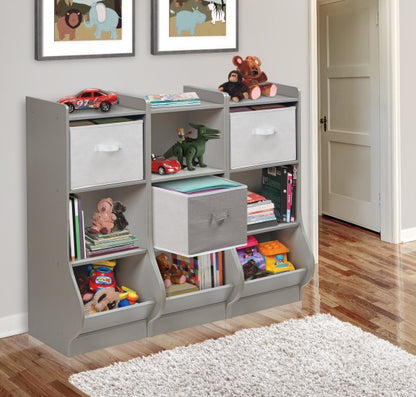 Upright Storage Nook with Reversible Basket - Woodgrain Gray