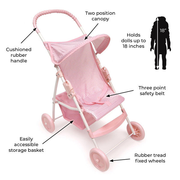 Folding Doll Umbrella Stroller - Pink/Gingham