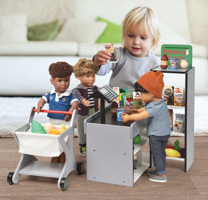 Fresh Market Doll Playset with Shopping Cart and Accessories