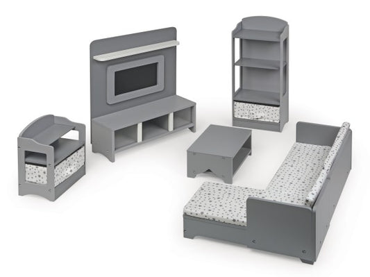 Media Room Furniture Set for 18 inch Dolls - Gray/White