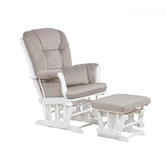 AFG Alice Glider Chair and Ottoman White with Pillow