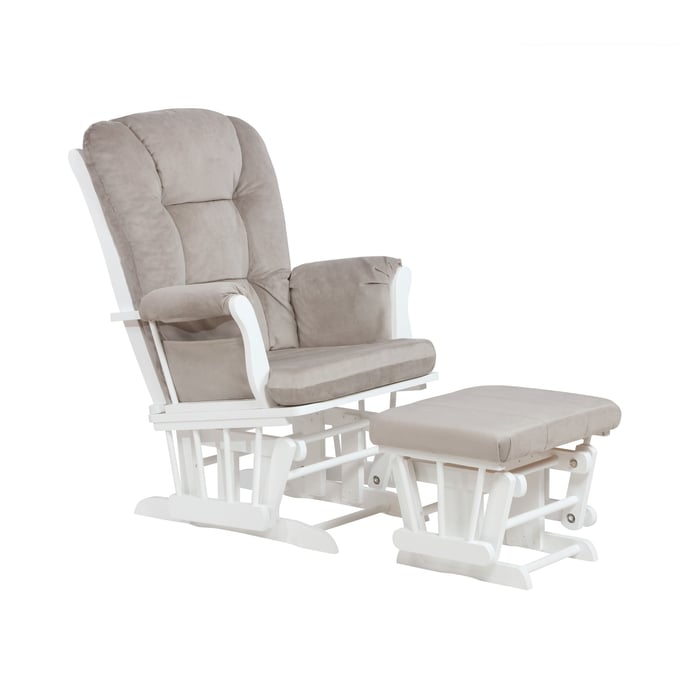 AFG Alice Glider Chair and Ottoman White without Pillow