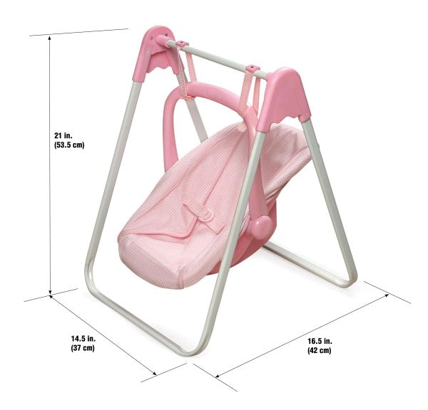 Doll Swing with Portable Carrier Seat - Pink/Gingham