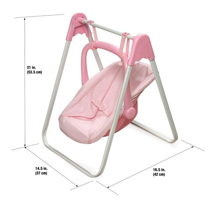 Doll Swing with Portable Carrier Seat - Pink/Gingham