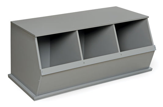 Three Bin Stackable Storage Cubby - Gray