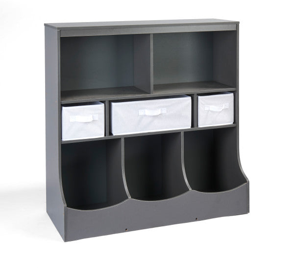 Combo Bin Storage Unit with Three Baskets - Charcoal