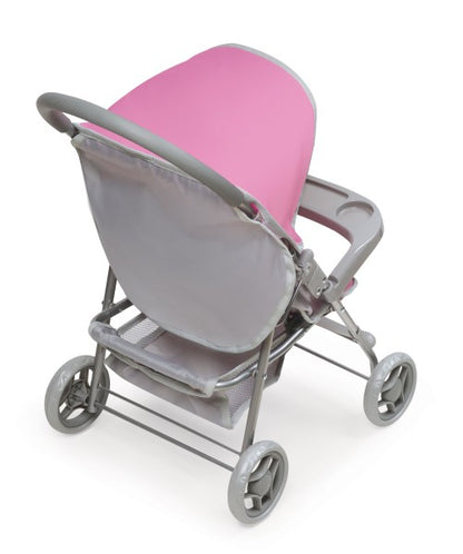 Glide Folding Single Doll Stroller - Gray/Pink