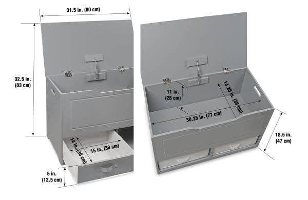 Up and Down Toy and Storage Box and Bench with Two Baskets - Gray