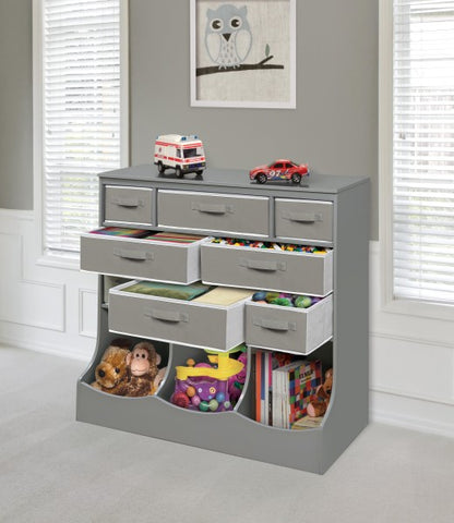 Storage Station with Eight Baskets and Three Bins - Gray