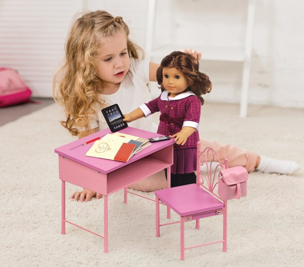 Back-to-School Doll Desk and Chair with Accessories