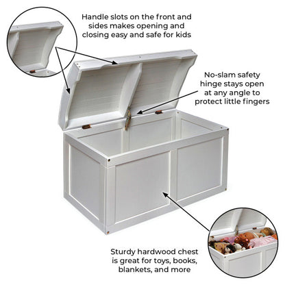 Hardwood Barrel Top Toy Chest - White