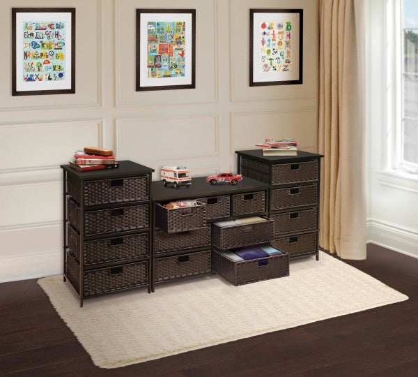 August Collection Tall Four Basket Storage Unit - Espresso