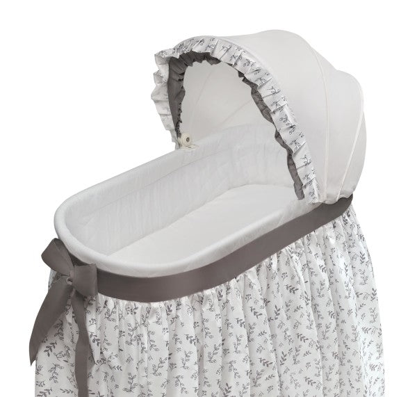 Wishes Oval Bassinet - Full Length Skirt - Gray/Leaf