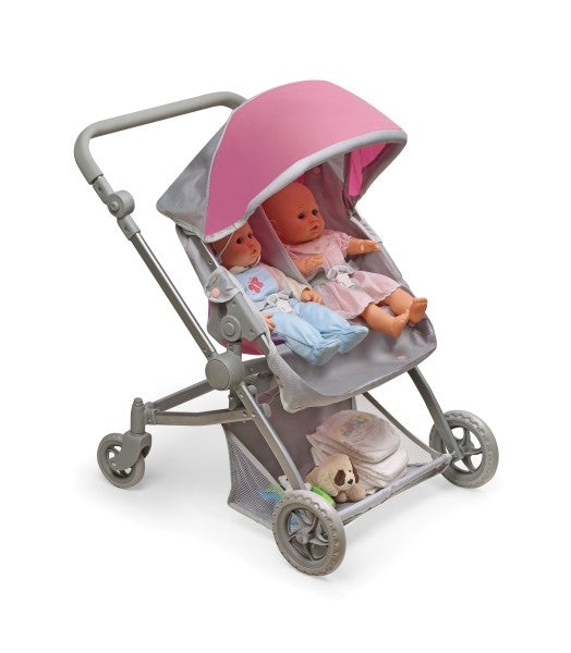 Voyage Twin Carriage Doll Stroller - Gray/Pink