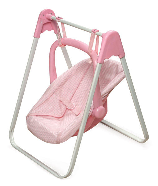 Doll Swing with Portable Carrier Seat - Pink/Gingham