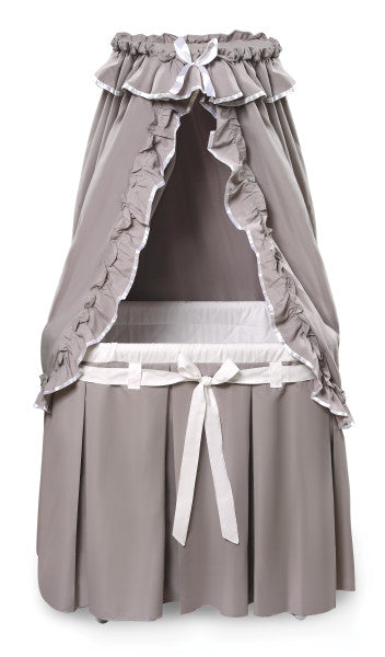 Majesty Baby Bassinet with Canopy - Gray and White Bedding