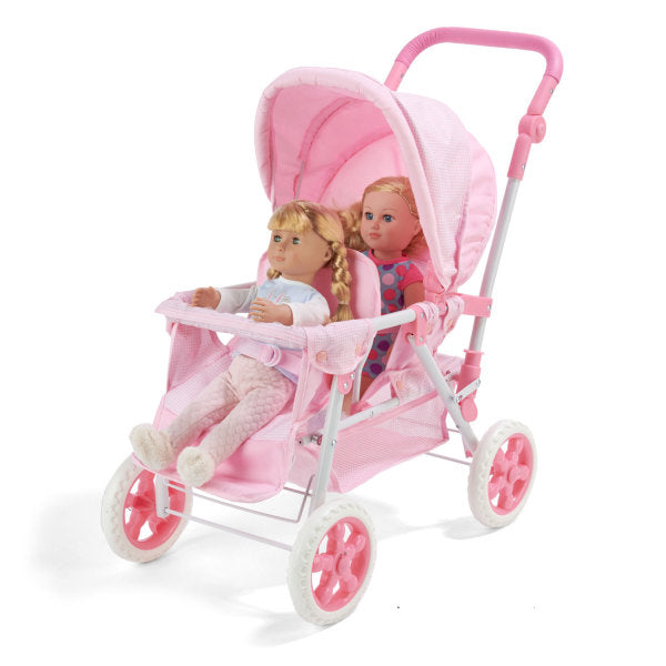 Folding Double Front-to-Back Doll Stroller - Pink/Gingham