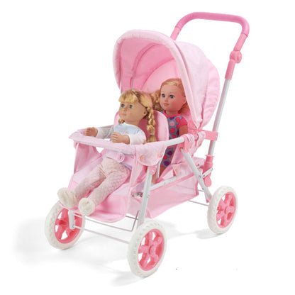 Folding Double Front-to-Back Doll Stroller - Pink/Gingham