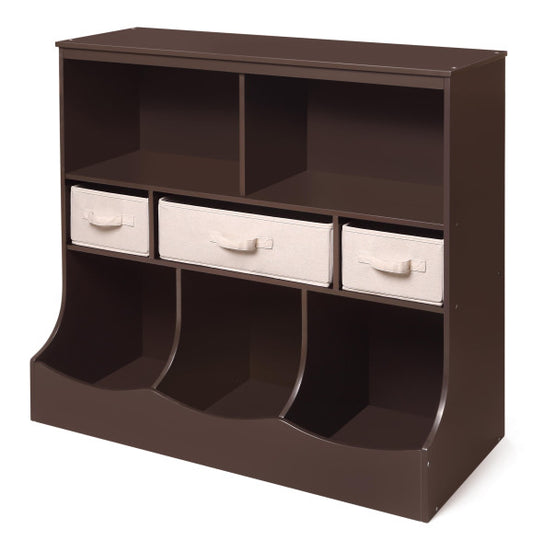 Combo Bin Storage Unit with Three Baskets - Espresso