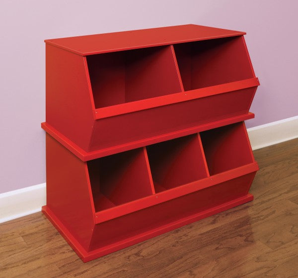 Two Bin Stackable Storage Cubby - Red