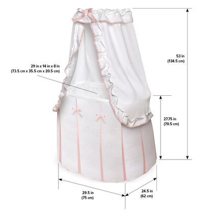 Majesty Baby Bassinet with Canopy - White/Pink Bedding