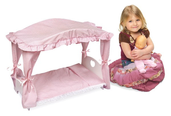 Canopy Doll Bed with Bedding - White/Pink