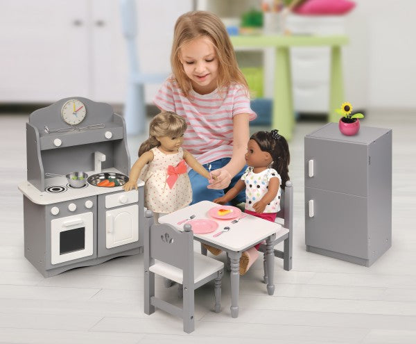 Kitchen Furniture Set for 18 inch Dolls - Gray/White