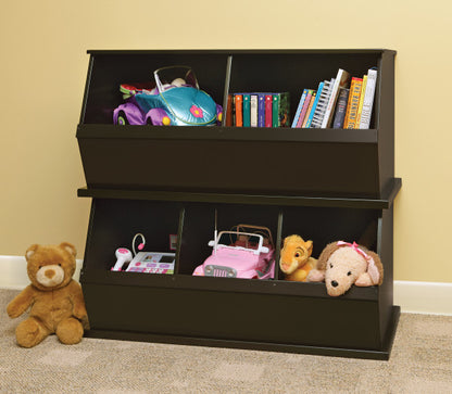 Two Bin Stackable Storage Cubby - Espresso