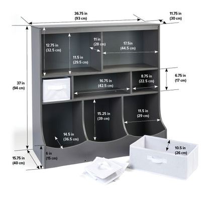 Combo Bin Storage Unit with Three Baskets - Charcoal