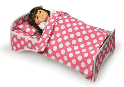 Doll Travel Case with Bed and Bedding - Pink