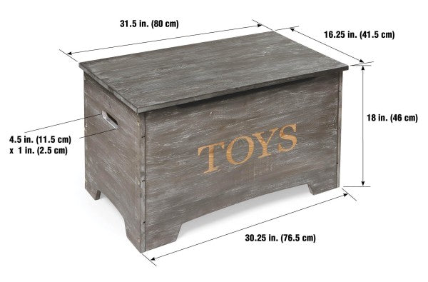 Solid Wood Rustic Toy Box - Vintage Gray