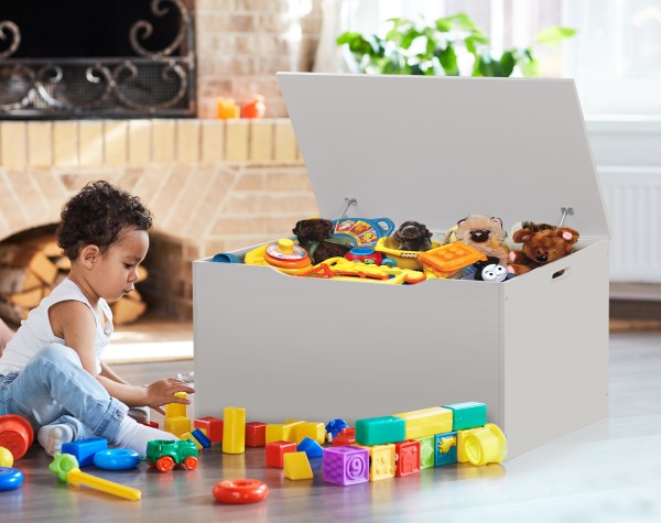 Flat Bench Top Toy and Storage Box - White