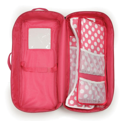 Doll Travel Case with Bed and Bedding - Pink