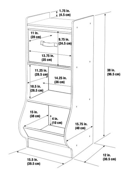 Upright Storage Nook with Reversible Basket - Woodgrain Gray