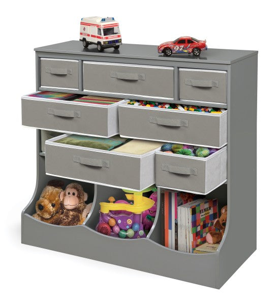 Storage Station with Eight Baskets and Three Bins - Gray