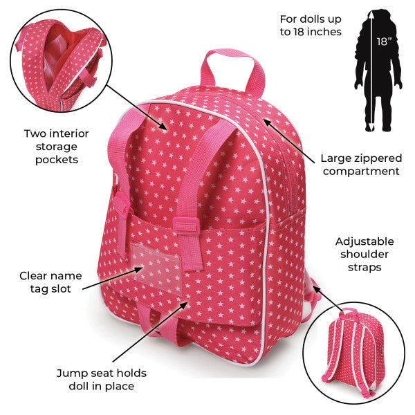 Doll Travel Backpack - Pink/Star