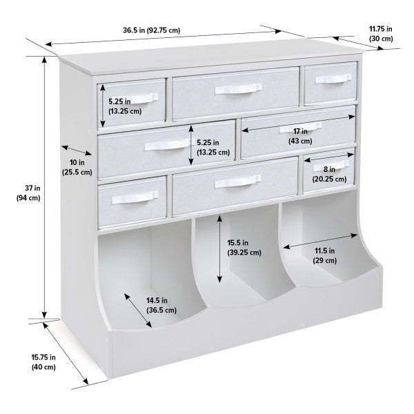 Storage Station with Eight Baskets and Three Bins - White