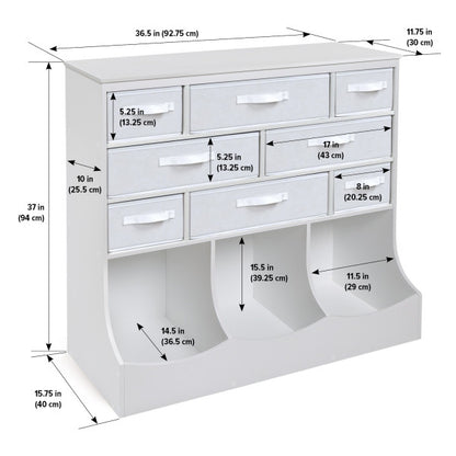 Storage Station with Eight Baskets and Three Bins - White