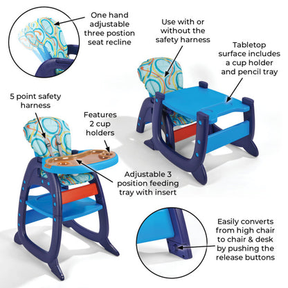 Envee II Baby High Chair with Playtable Conversion - Blue/Orange