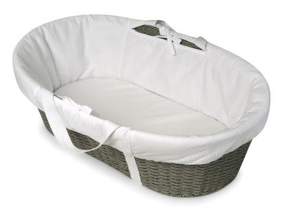 Wicker-Look Woven Baby Moses Changing Basket - Gray/White