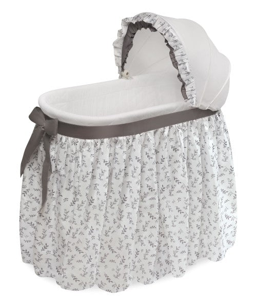 Wishes Oval Bassinet - Full Length Skirt - Gray/Leaf